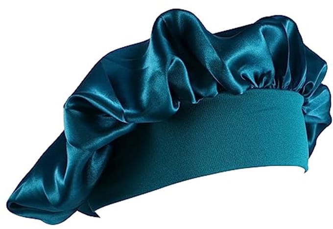 Zijden Slaapmuts Hoed voor Dames - Comfortabele Nachtmuts met Elastische Rand in Blauw