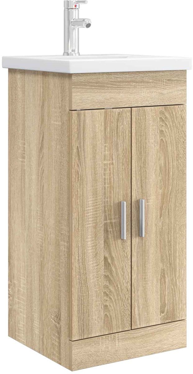 vidaXL - Badkamer - Vanity - met - Wastafel - Sonoma - Eiken - 42 - x - 40 - x - 84,5 - cm