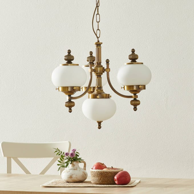 ORION Hanglamp Delia in oud messing, 4-lamps