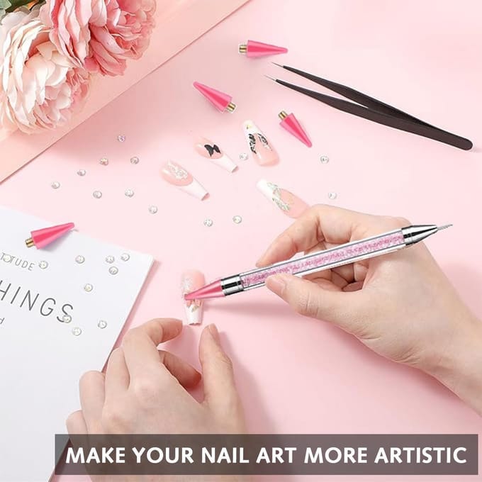 6 Stuks Strass Picker Tool Set: Wax Pen & Pincet voor Nail Art Steentjes