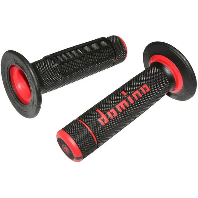 Handvat Set Zwart / Rood (Domino) Cross Bi-Composants Scooter Schakelbrommer