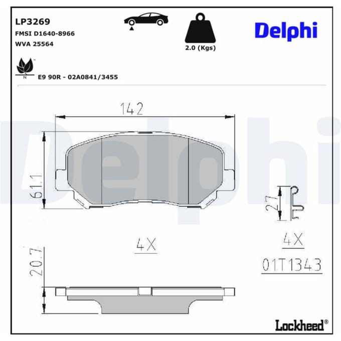 Remblokkenset, schijfrem DELPHI LP3269