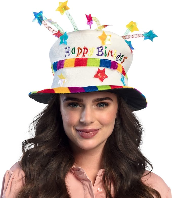 Boland - Hoed Rainbow cake 'Happy birthday' - 58 - Volwassenen - Unisex -