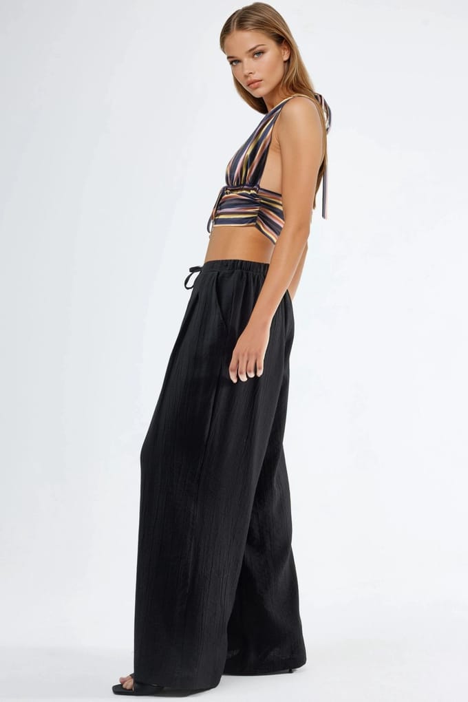 Brede Pijpen Casual Broek met Touwtjes