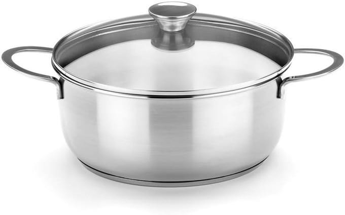 Koekenpan RVS 16 cm met Glazen Deksel, Geschikt voor Inductie
