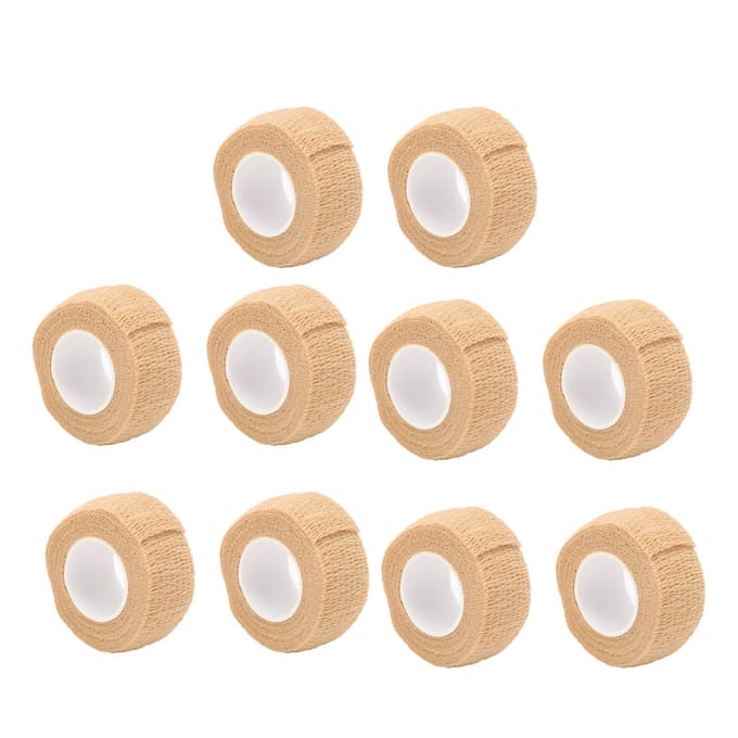 10 stuks zelfklevend bandageverband ca. 1 inch breed 2 yard lang elastisch flexibel draagbaar ademend beige