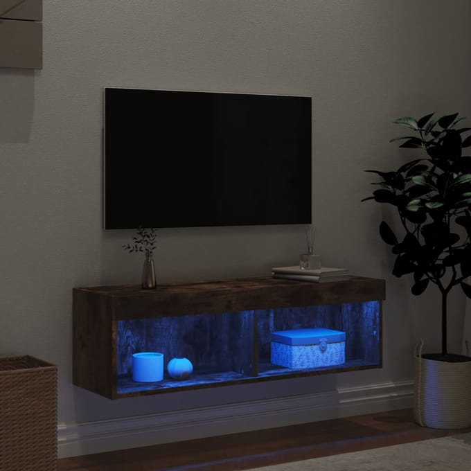 vidaXL - Tv-meubel - LED-verlichting - 100x30x30 - cm - gerookt - eikenkleurig