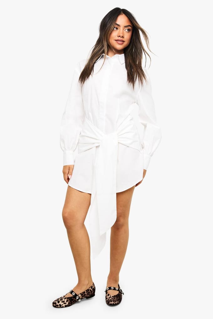 boohoo Dames Wrap Shirt Dress | White | Maat: 10