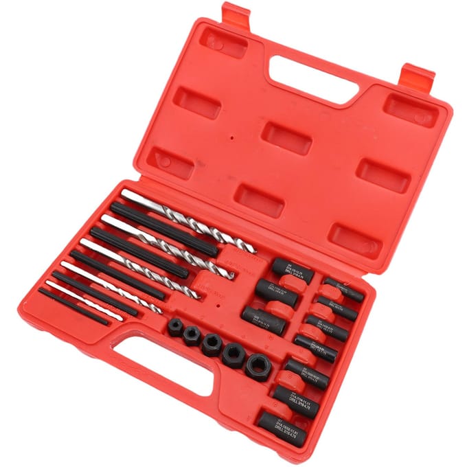 25 Stuks Schroefuitdraaiset Hoge Hardheid Staal Easy Out Gebroken Boutuitdraaiset met Opbergkoffer