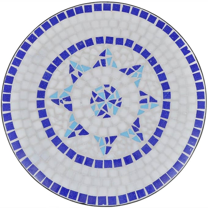 vidaXL - Bistrotafel - 60 - cm - mozaïek - blauw - en - wit