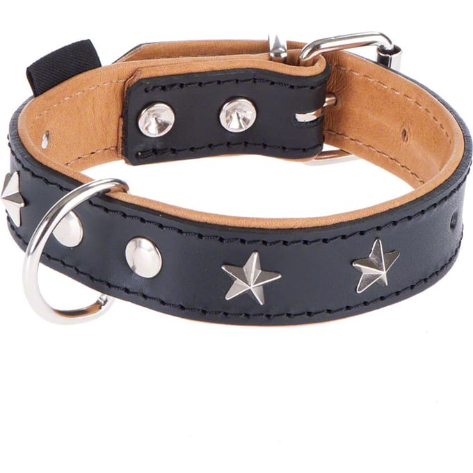 Maat 60: 45 - 55 cm halsomvang - Heim Leren Halsband Stars