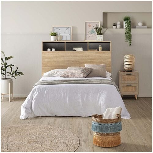VS Venta-stock Hoofdeinde Bed Zeus 165 cm met opbergruimte Eiken, 2 Deuren 9 Vakken