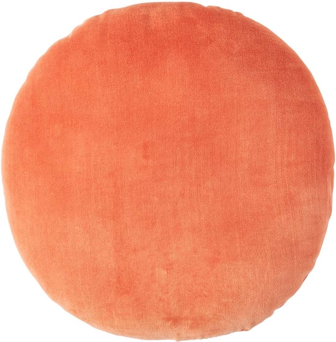 Homescapes fluwelen kussen, 40 cm rond, oranje