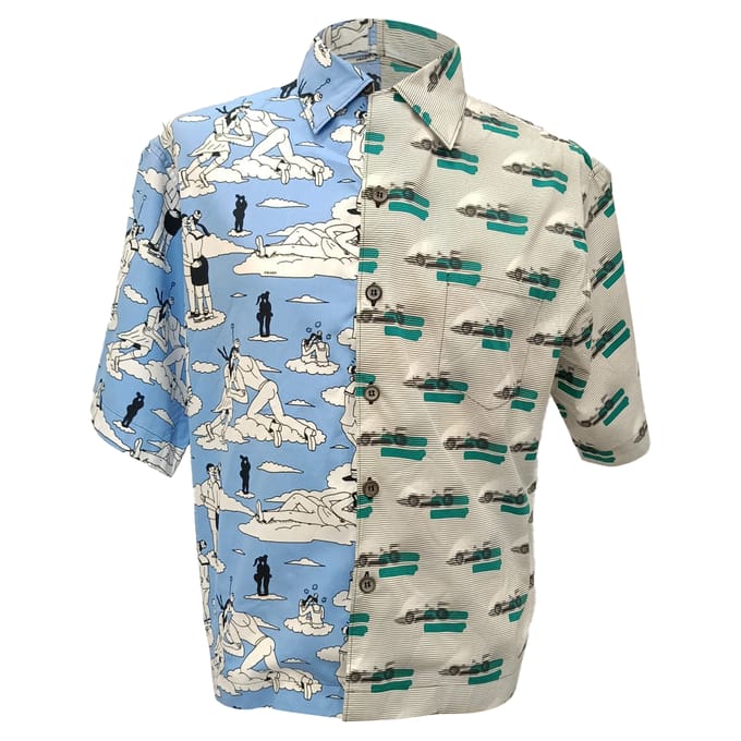Prada Double Match Geprinte Shirt in Multicolor Katoen