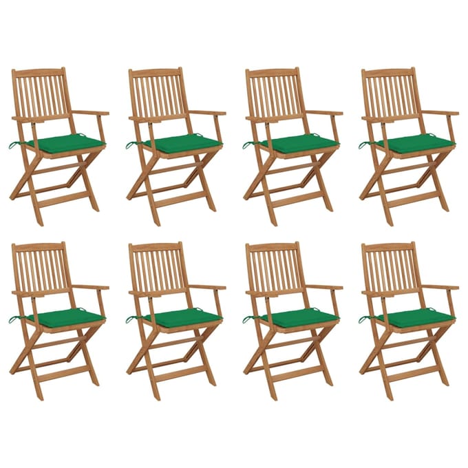 vidaXL - Inklapbare - stoelen - 8 - st - met - kussens - massief - acaciahout