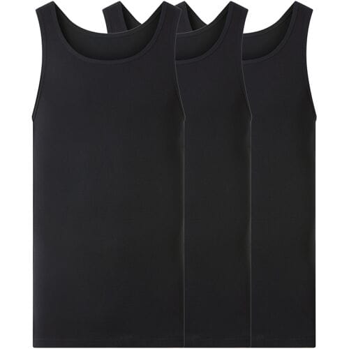 ESMARA MEN Heren fijnrib-hemden, 3 stuks (Zwart, M)