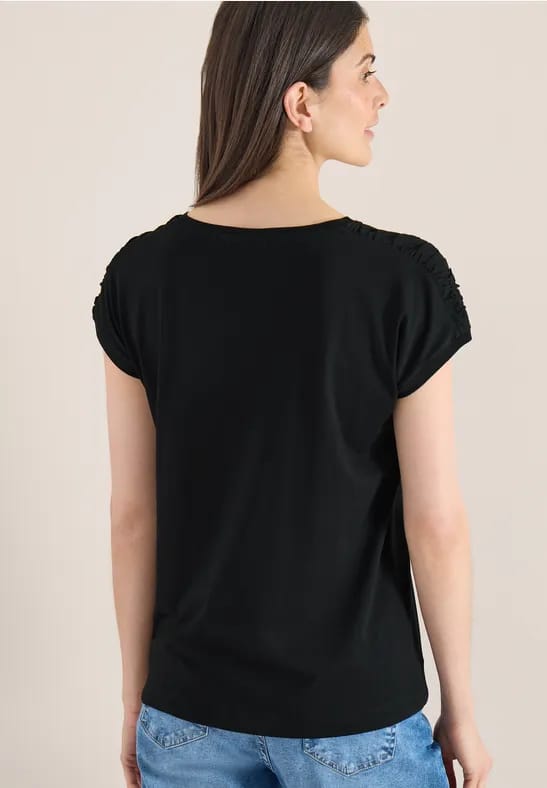 Shirt met korte mouwen en rimpels
