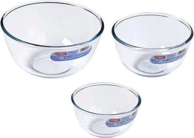 Pyrex Classic Prepware Mengkom - Borosilicaatglas - Set van 3 Stuks - 0,5 L / 1 L / 2 L