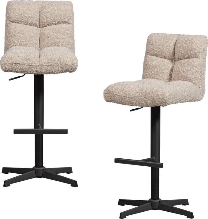 WOOOD Vinny Draaibare Barstoelen - Bouclé - Zand - Set van 2