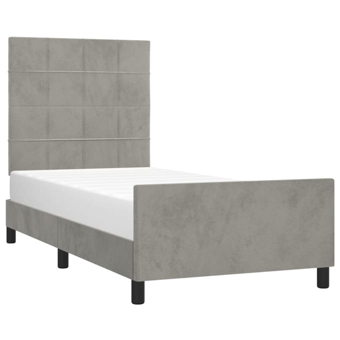 vidaXL - Bedframe - zonder - matras - 100x200 - cm - fluweel - lichtgrijs