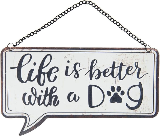 Clayre & Eef Tekstbord 24x13 cm Wit Zwart Metaal Rechthoek Wandbord