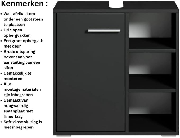 VELTRR® Wastafelonderkasten - Badkamerkast - Wastafelmeubel
