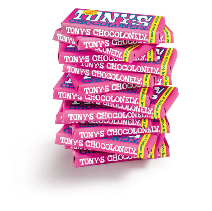 Tony's Chocolonely Witte Chocolade Reep Framboos Knettersuiker 15 x 180 gram Chocola