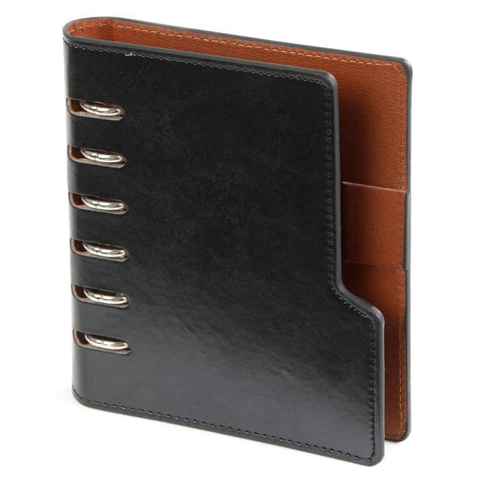 1316-60 hervulbare Pocket 6 Ringband Agendaplanner Pullup Zwart 1 week per 2 paginas 2026-2027-2028