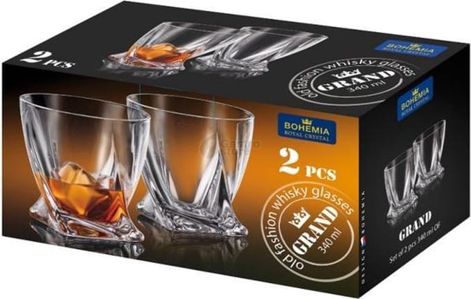 GRAND QUADRO kristallen whisky glazen - set 2 stuks