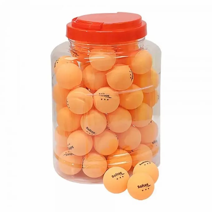 Potje met 60 tafeltennisballetjes Softee 40 mm