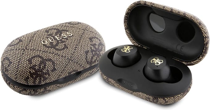 GUESS 4G Metal Bluetooth headphones with ENC docking station - brown
