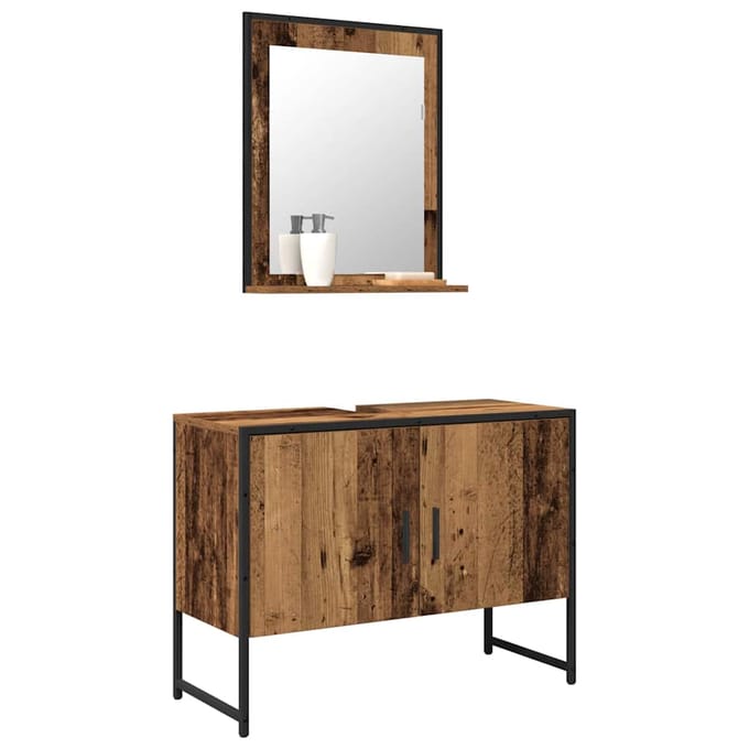 vidaXL Badkamermeubel Set Wandgemonteerd 2 pcs Bruin Bewerkt hout