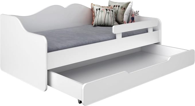 Kinderbed Uittrekbaar - Logeerbed met Lade - Ruimte Besparen - Inclusief Matras - 140x70cm - Wit