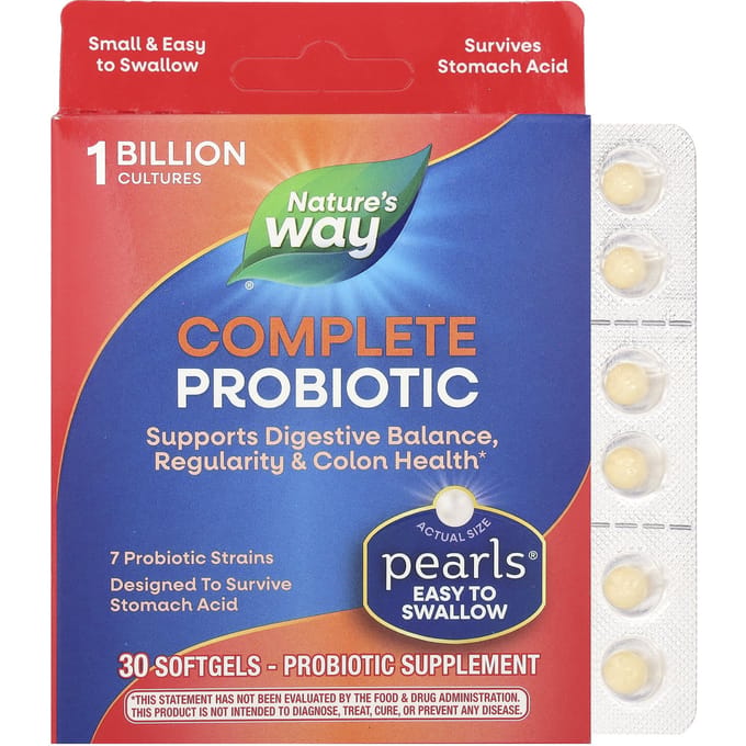 Nature'S Way, Complete Probiotic Pearls, 1 Miljard Kve, 30 Zachte Capsules
