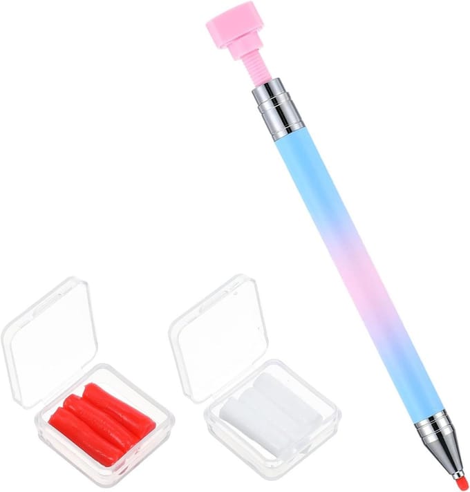 Wax Pen - Steentjes Applicator - Diamant Schilderen - Automatisch Hervulbaar - 15 cm - Blauw Wit Rood
