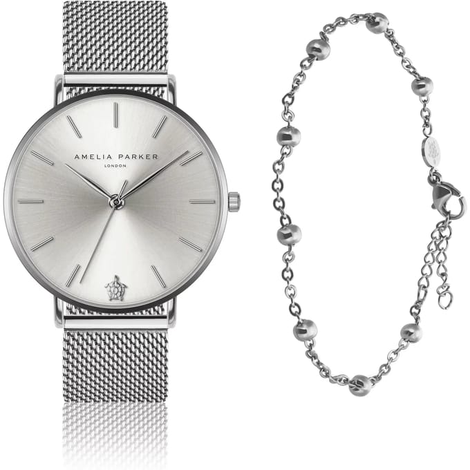 Dameshorloge en armband Amelia Parker Capsule Grey