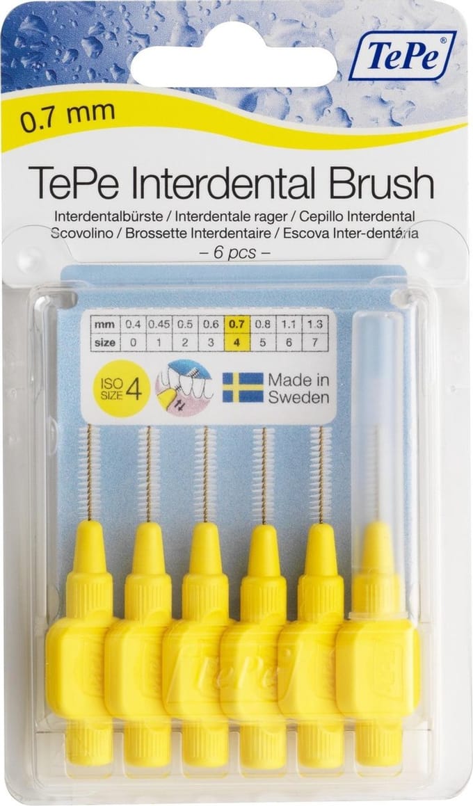 6x TePe Ragers 0,7 mm Geel blister à 6 stuks
