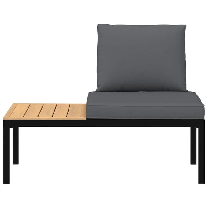 vidaXL - Tuinbank - met - kussens - aluminium - zwart