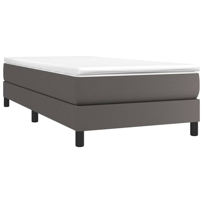 vidaXL - Boxspring - bed - kunstleer - grijs - 90x190 - cm