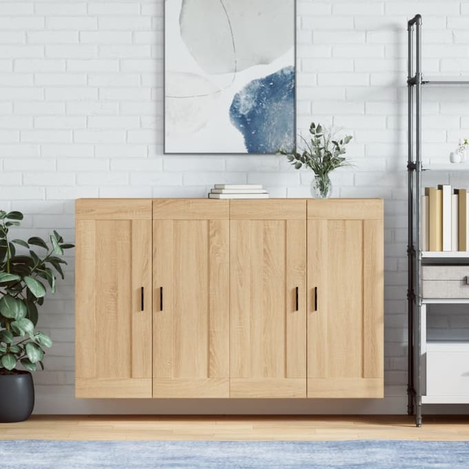 vidaXL - Hangkasten - 2 - st - bewerkt - hout - sonoma - eikenkleurig