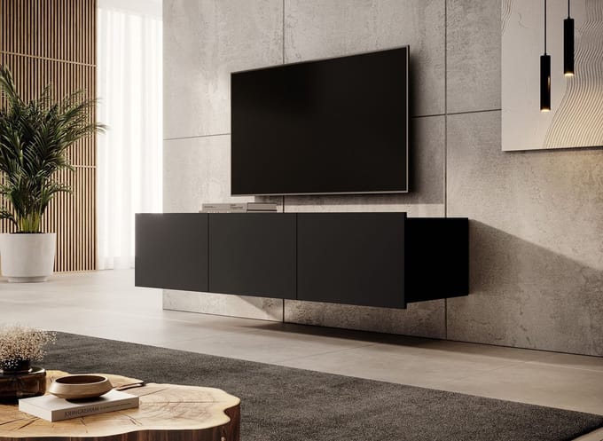 Meubella - TV-Meubel Calabas - Mat Zwart - 150 cm