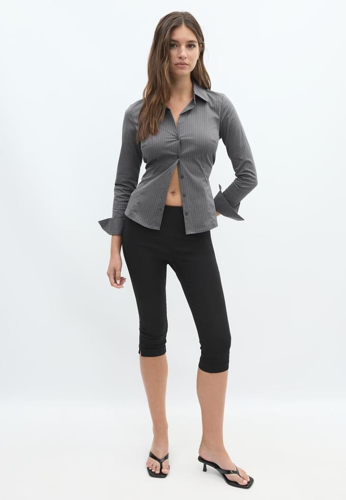 Stradivarius Basic fitted overhemd  Parelgrijs S