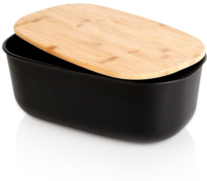 Broodtrommel met Bamboe Plank Zwart 39x23,5x15,5 cm - Doos - Box