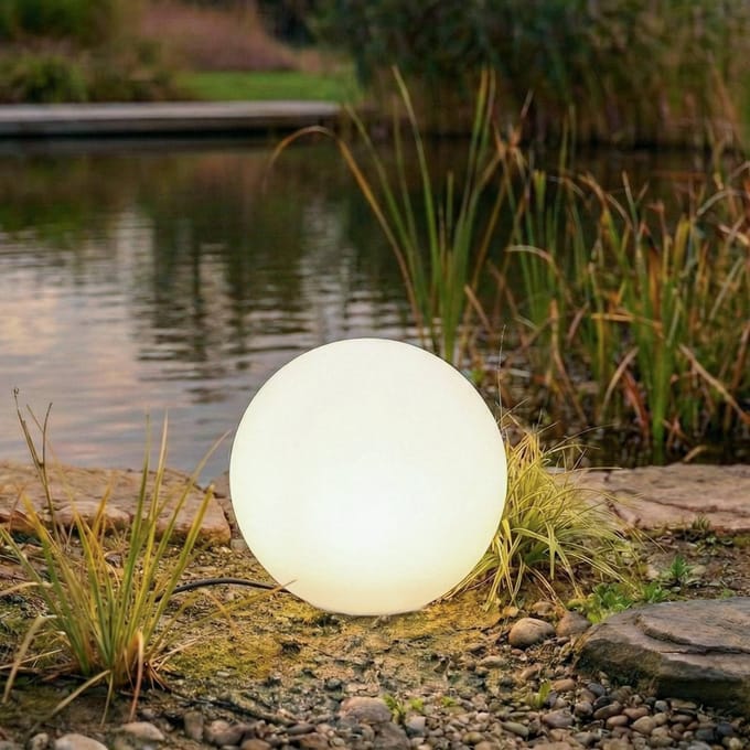 Lindby lichtbol Valyra, Ø 40 cm, IP54, grondpen