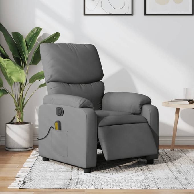 vidaXL - Massagestoel - elektrisch - verstelbaar - stof - donkergrijs