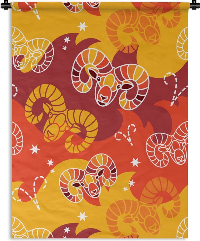Wandkleed - Wanddoek - Ram - Zodiac - Astrologie - Design - 60x80 cm - Wandtapijt
