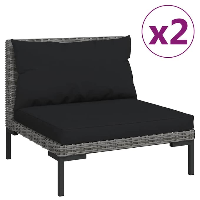 vidaXL - 3-delige - Loungeset - halfrond - poly - rattan - donkergrijs
