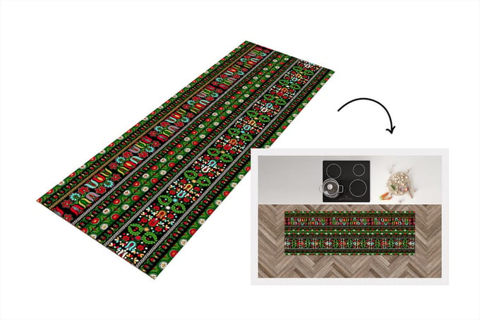 Keukenloper - Loper keuken - Patronen - Hongaars - Folklore - 180x60 cm - Keukenloper vinyl