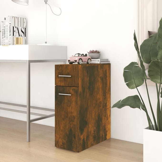 vidaXL - Apothekerskast - 20x45,5x60 - cm - bewerkt - hout - gerookt - eikenkleurig