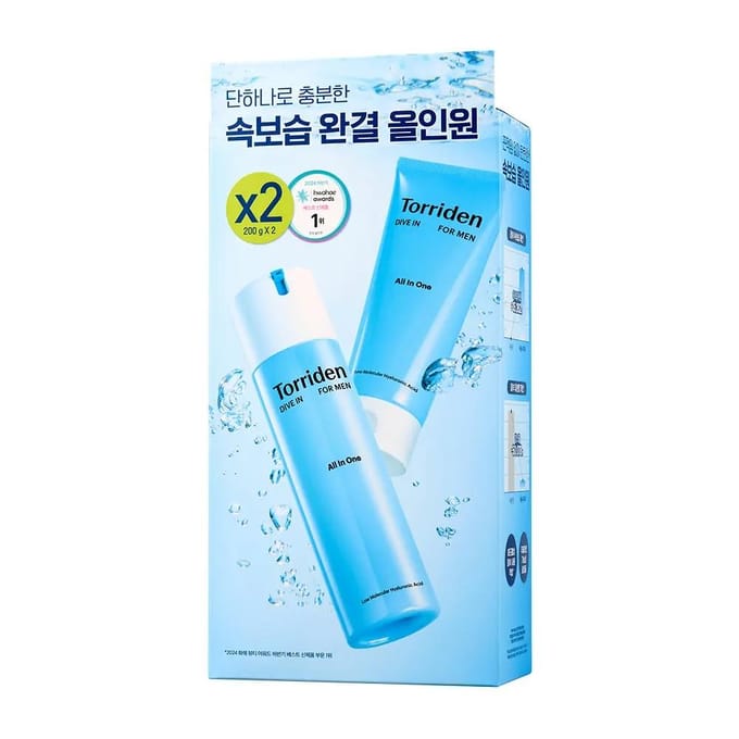 TORRIDEN Dive-In Pour Hommes Acide Hyaluronique Bas Poids Moléculaire Tout-en-Un 200g Double white